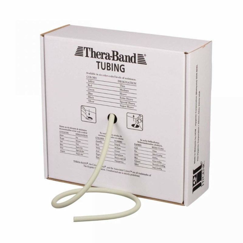 THERABAND セラバンド セラチューブ 徳用サイズ 合計30.48m(100フィート)巻 銀 シルバー（スーパーヘビー）